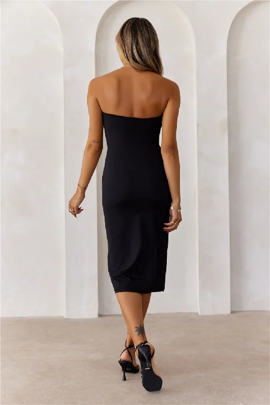 HELLO MOLLY BASE Ultimate Strapless Bodycon Midi Dress Black