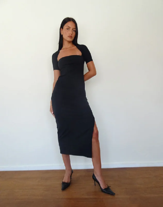 Quala Midi Dress in Black