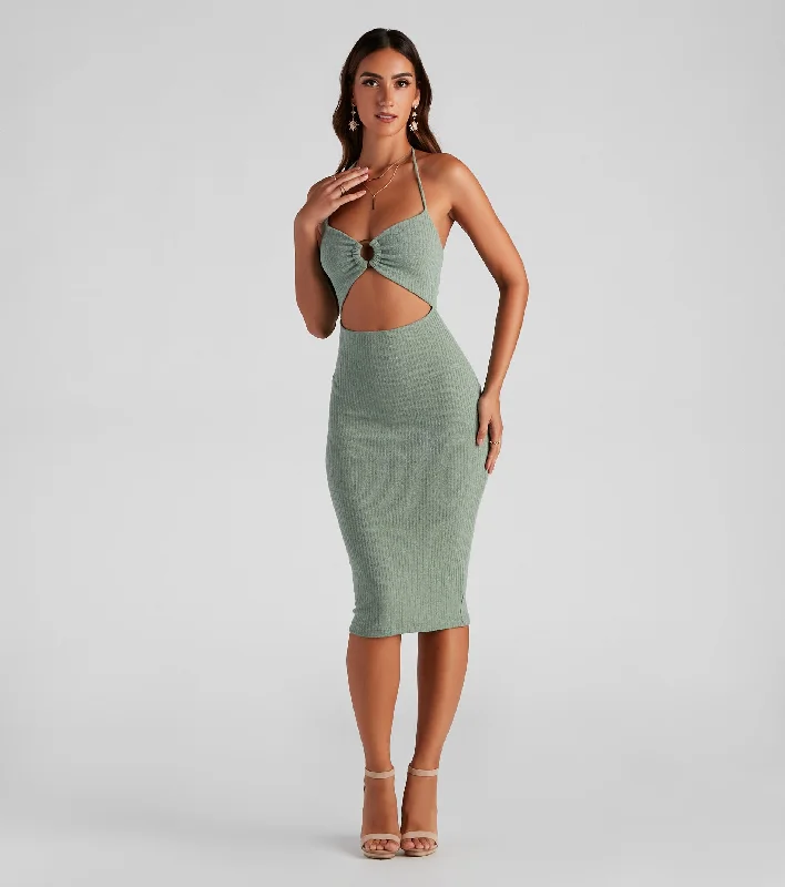 Beach Beauty Halter O-Ring Dress