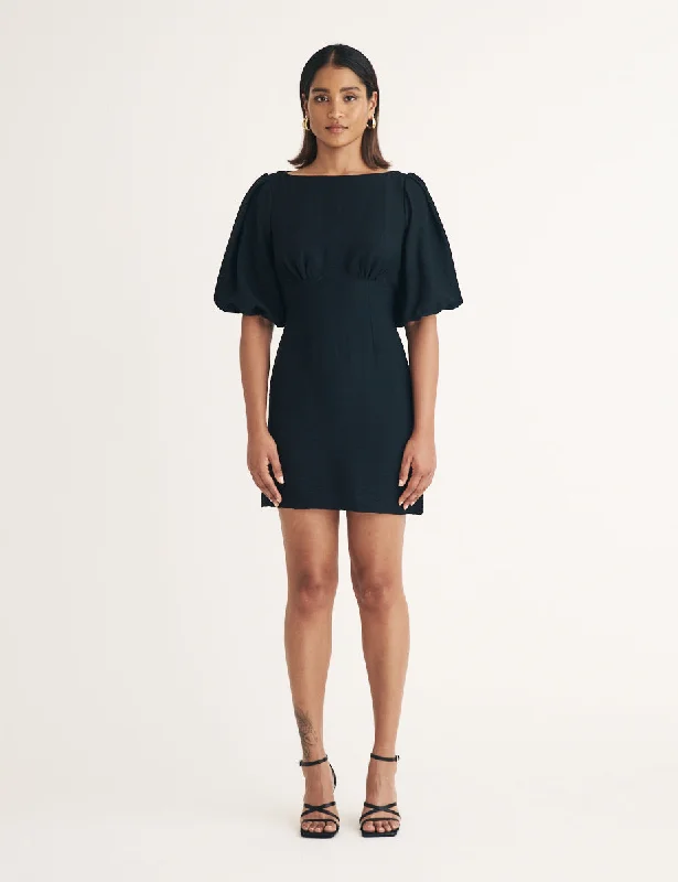 Black Puff Sleeve Hannah Mini Dress