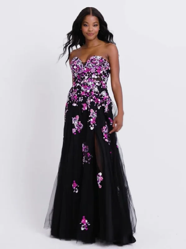 Faviana Floral A-Line Strapless Prom Dress 11028