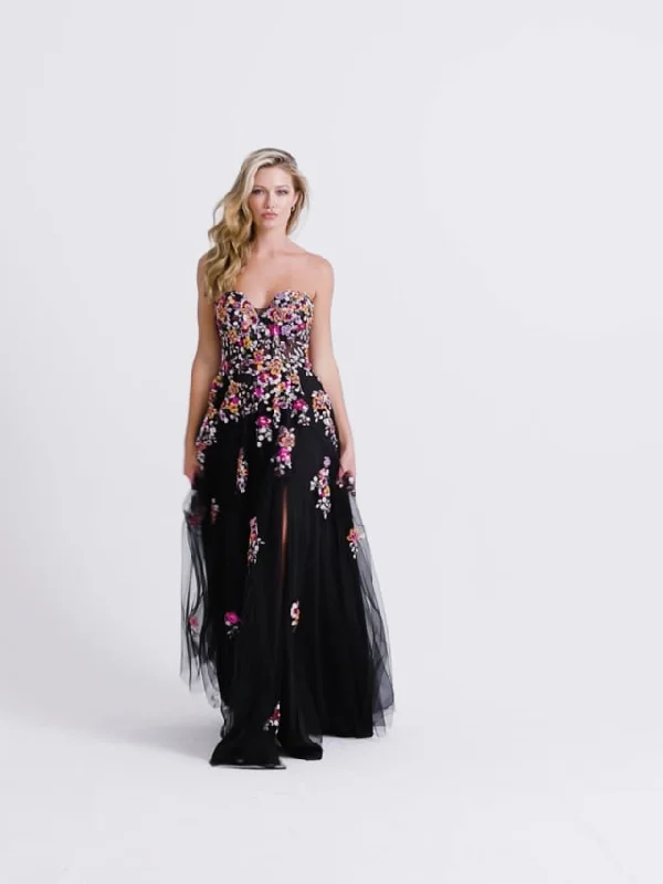 Faviana Floral A-Line Strapless Prom Dress 11028