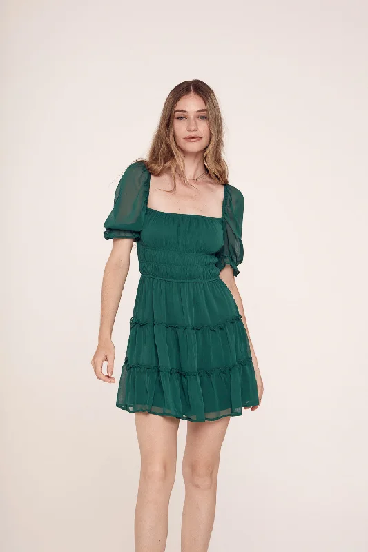 Hunter Green Chiffon Dress