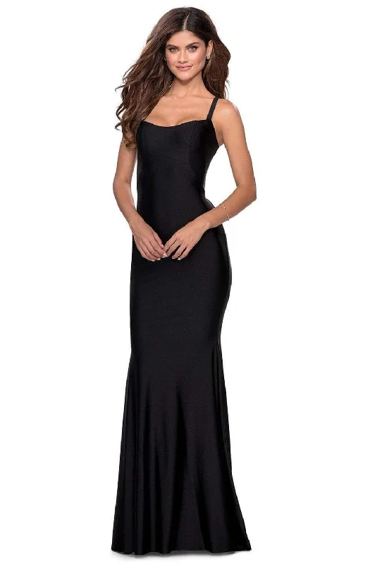 La Femme - 28568 Scoop Neck Jersey Simple Prom Trumpet Dress