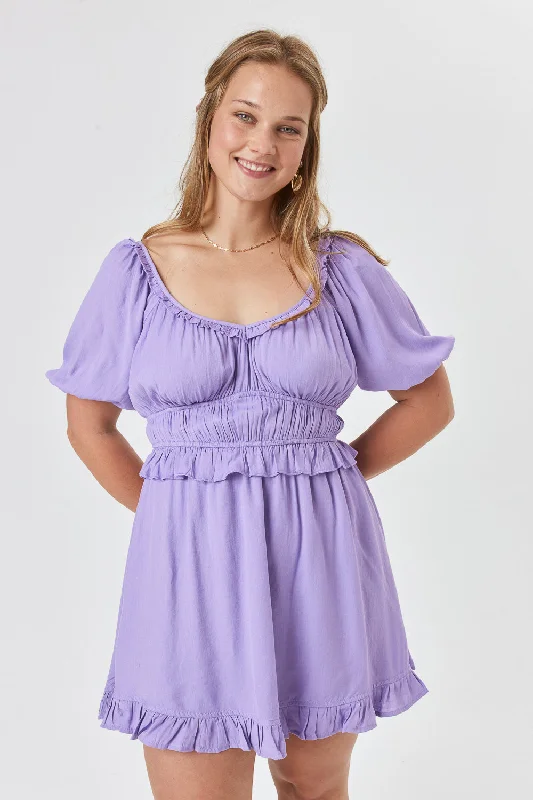 Lavender Short Sleeve Elbow Dress