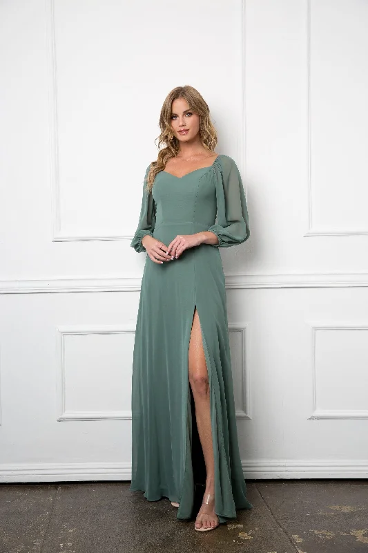 Long Sleeve Formal Chiffon Dress Sale