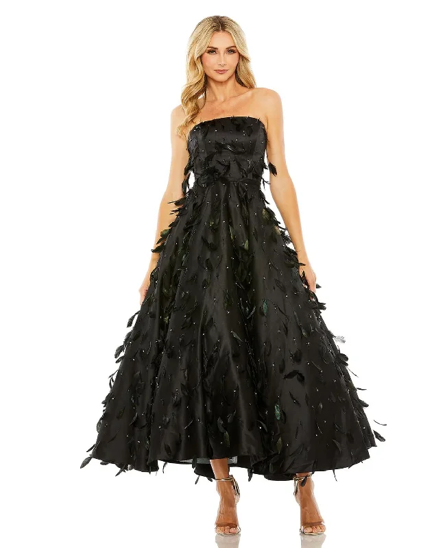 Mac Duggal 11634 Long Strapless Feather Embellished Ball Gown