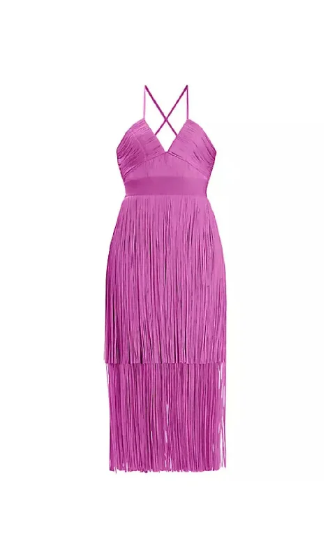 PLUNGING STRAPPY FRINGE DRESS