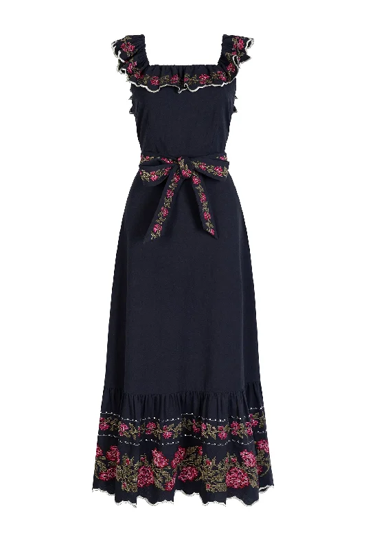 Tallulah Embroidered Black Sundress