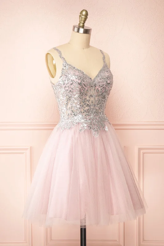 Vivianne Mauve | Short A-Line Tulle Dress w/ Sequins