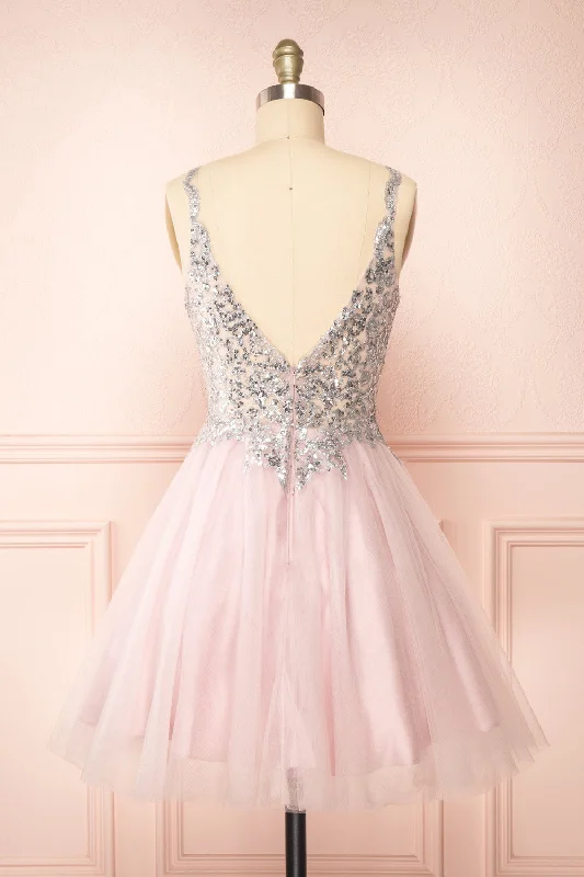 Vivianne Mauve | Short A-Line Tulle Dress w/ Sequins