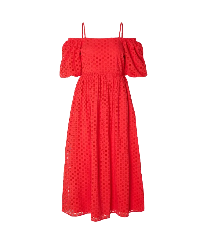 Off-shoulder Maxi Dress - Red