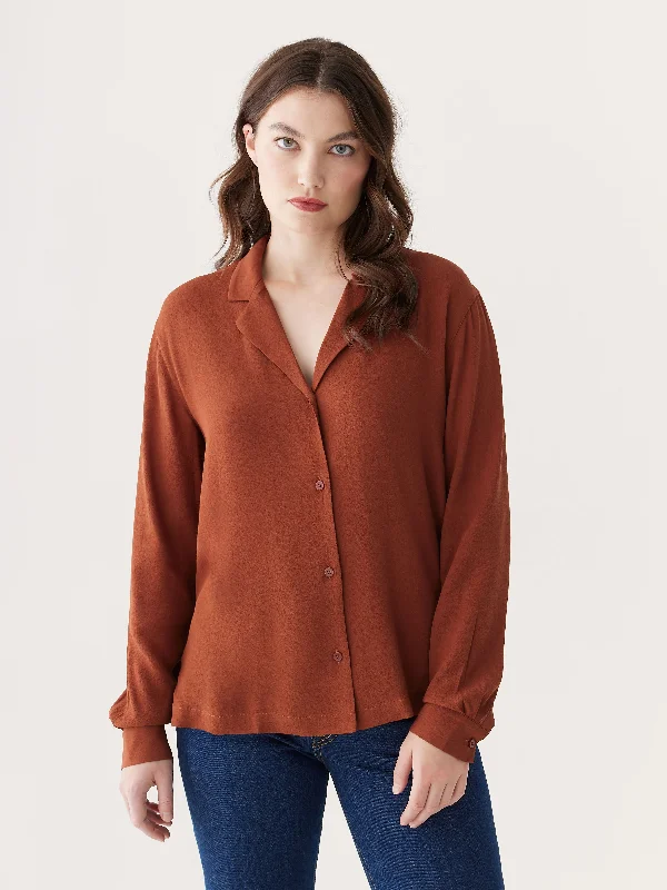 The Long Sleeve Camp Collar Blouse in Smoked Paprika