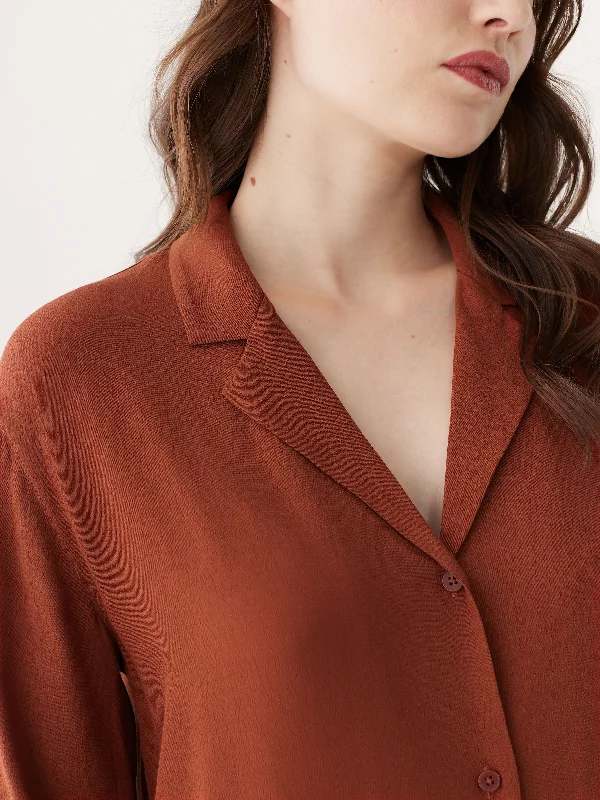 The Long Sleeve Camp Collar Blouse in Smoked Paprika