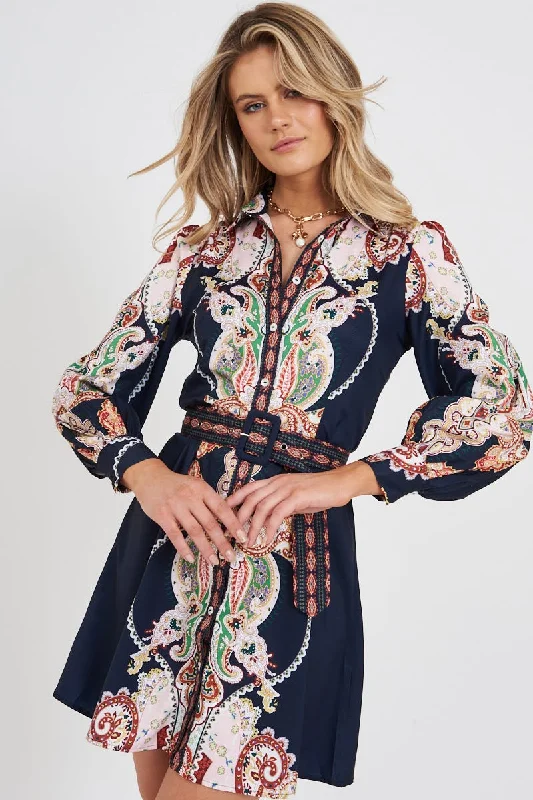 Amore Dress In Navy Paisley