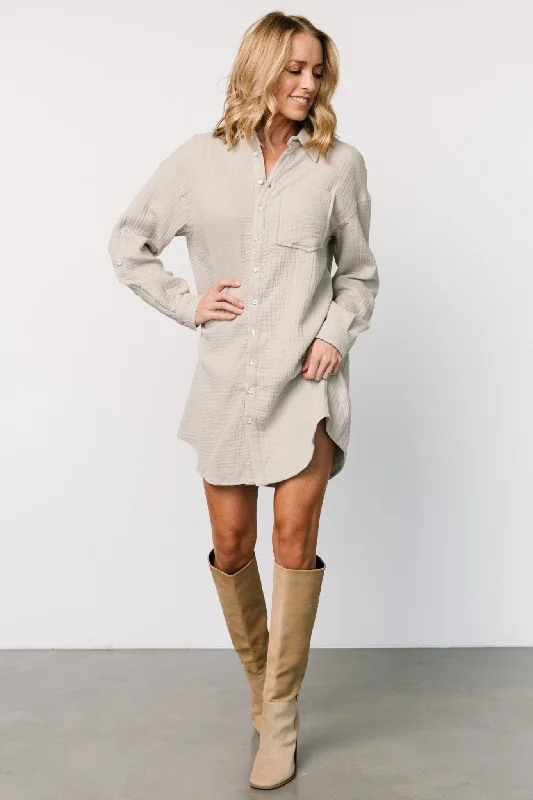 Andres Button Shirt Dress | Light Sage