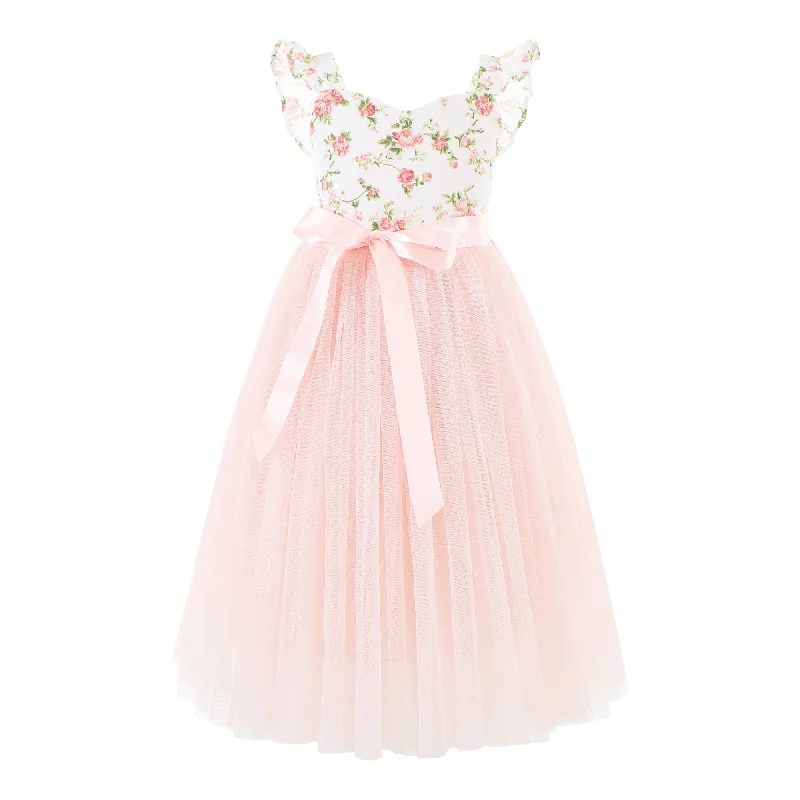 Audrey Vintage Peach Girls Tulle Dress