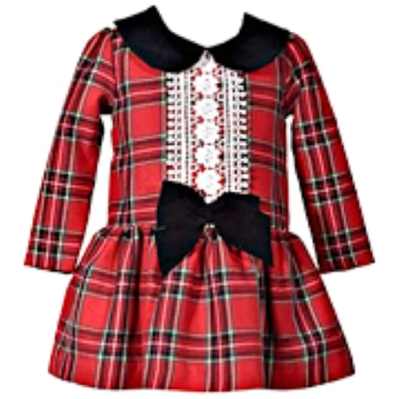 Newborn or Toddler Girls Red Plaid Holiday Christmas Dress