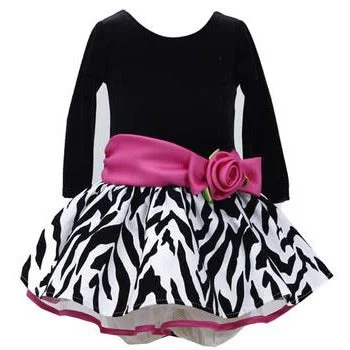 Black Fuchsia Zebra Hipster Dress - Girls Party Dress