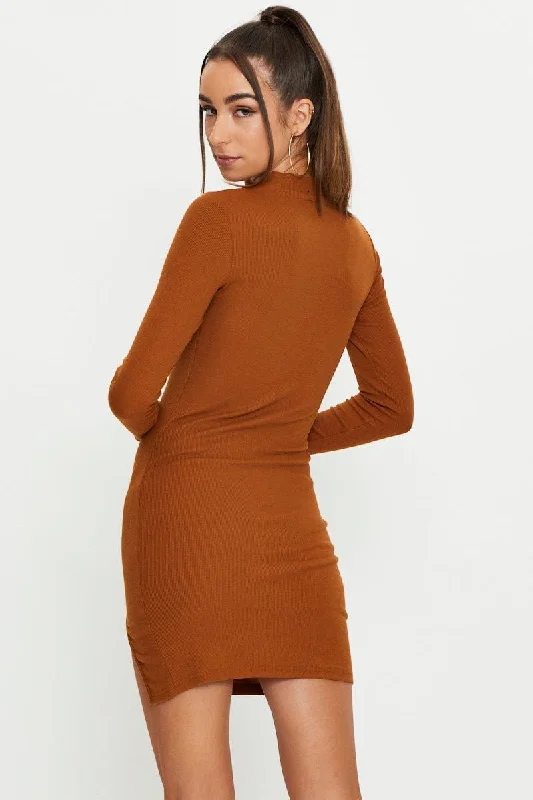 Brown Shrug Bodycon Dress