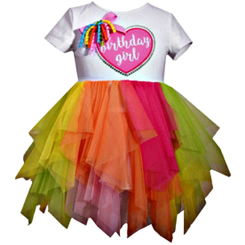 Infant Baby Girls Colorful Birthday Heart Tutu Dress