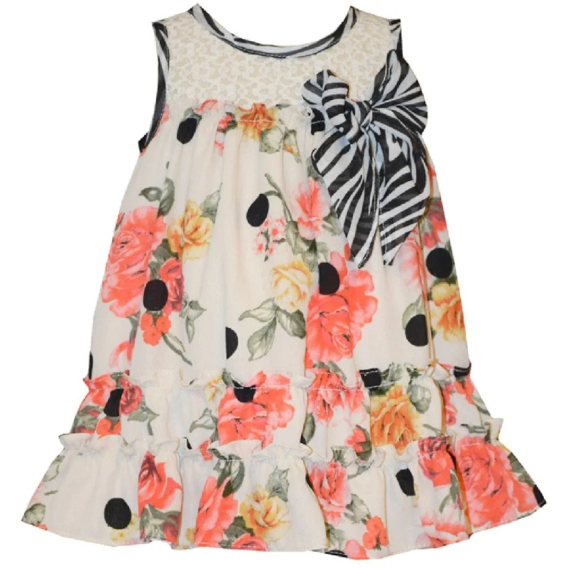 Bonnie Jean Baby Coral Floral Zebra Dress