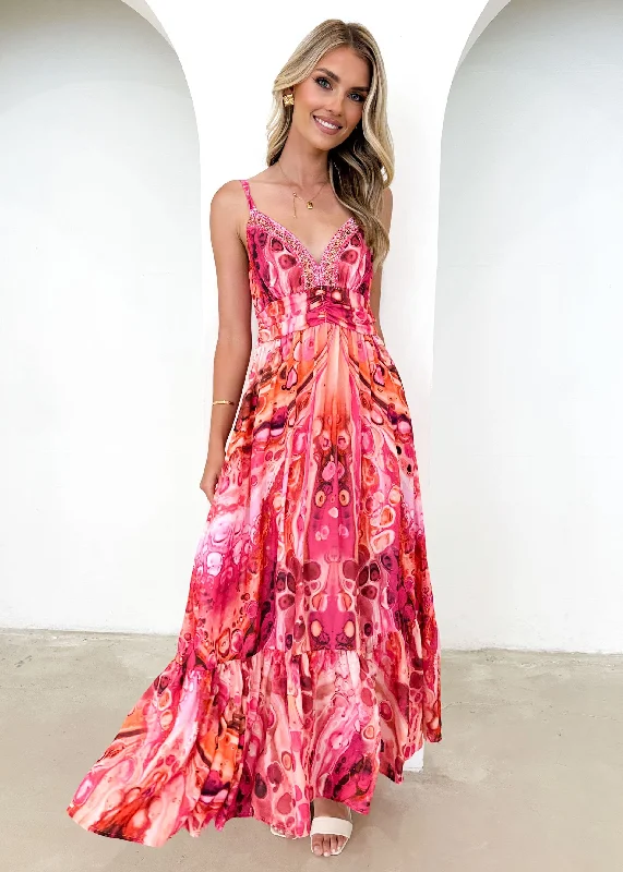 Duceo Maxi Dress - Magenta Gem