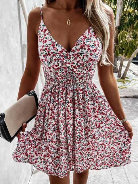 Amy Fashion - Floral Print Vintage Casual Dress