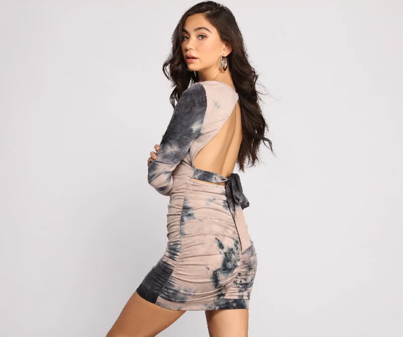 Get On-Trend Tie Dye Knit Mini Dress