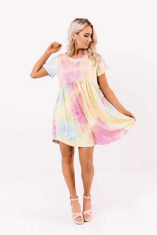 Good Energy Tie Dye Babydoll Dress In Yellow