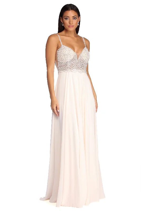 Gracelyn Formal Pearl Chiffon Dress