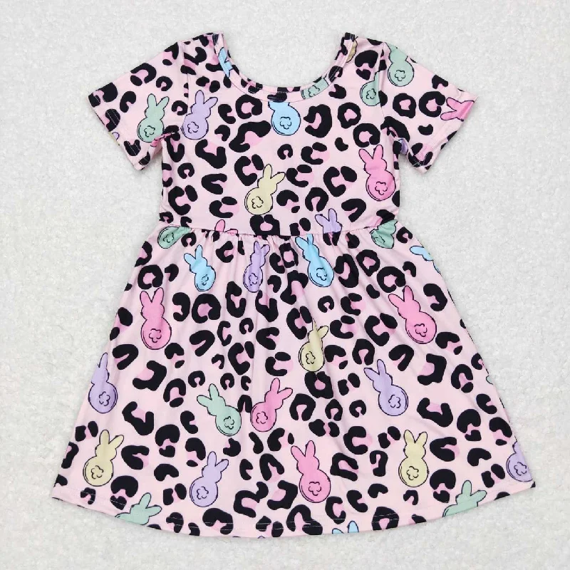 GSD0508 baby girl clothes rabbit leopard girl easter dress