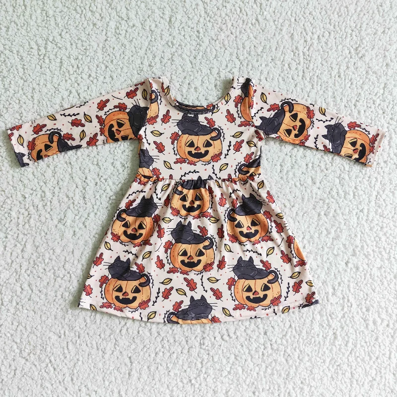 Halloween Pumpkin Long sleeve dress GLD0065