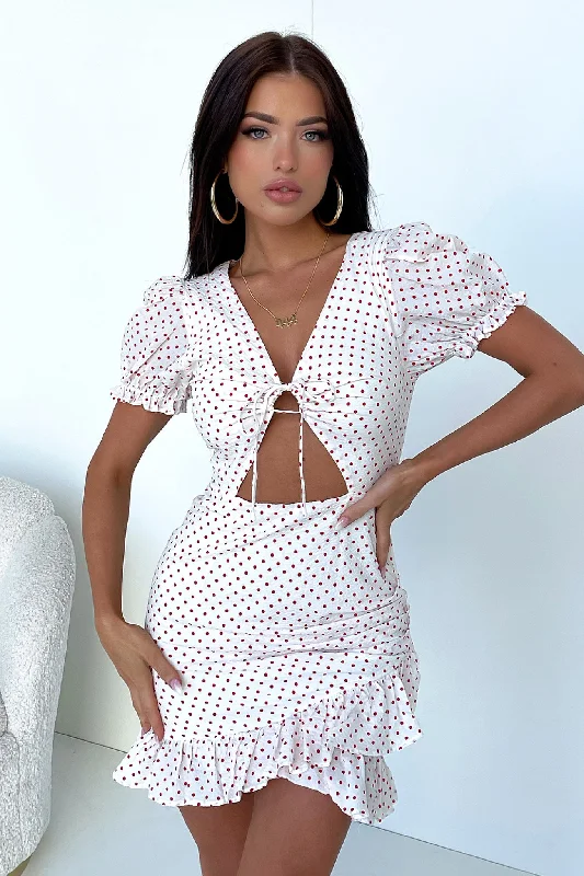 Harley Dress - White/Red Polka