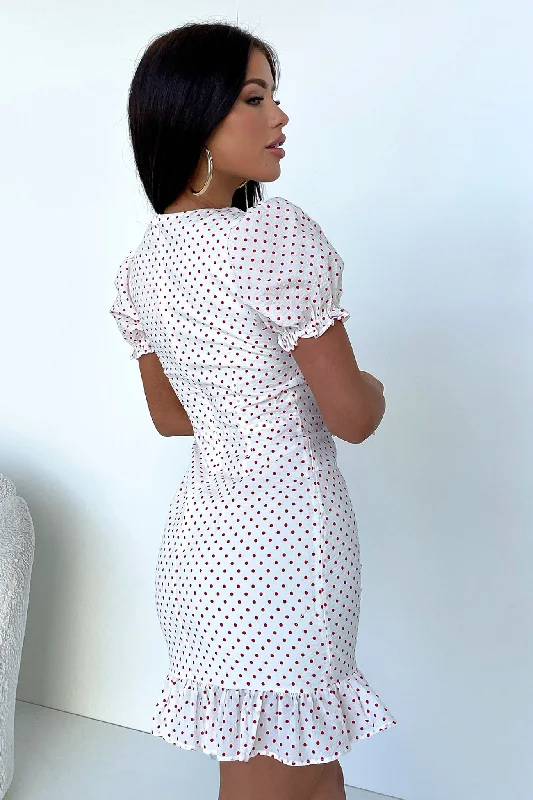 Harley Dress - White/Red Polka