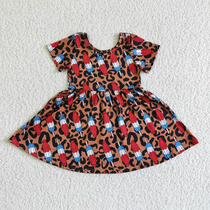 4th of July Leopard short sleeve Dresses