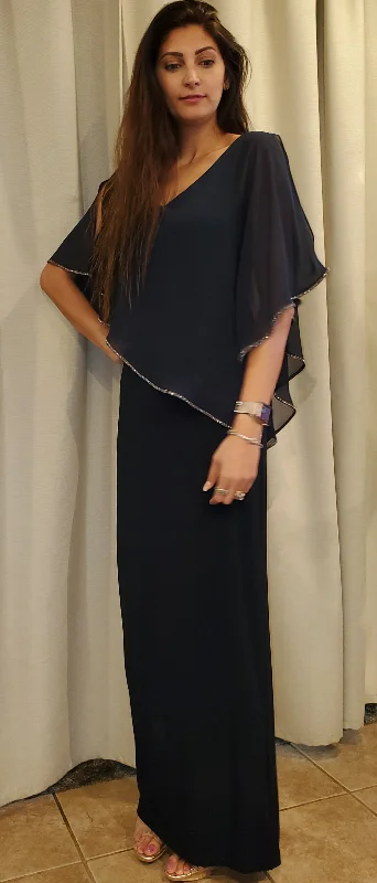 Joseph Ribkoff Long Sleeve Front V Neck Long Dress