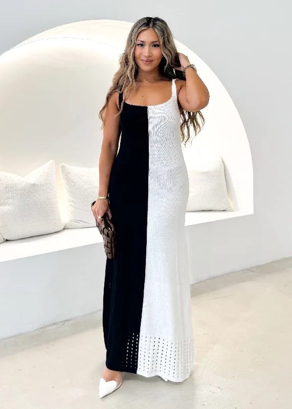 Karney Crochet Maxi Dress - Black Splice