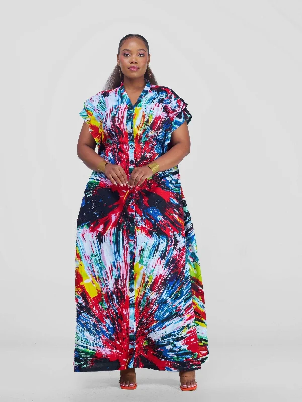 Letaj Fabtory African Kenyan boubou Kaftan Dress - Multicolored