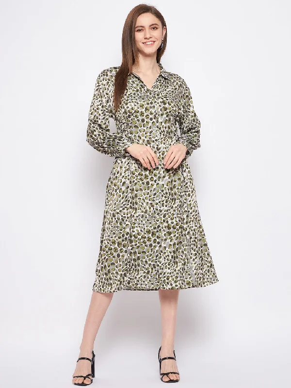 Madame Olive Animal Print Shirt Dress