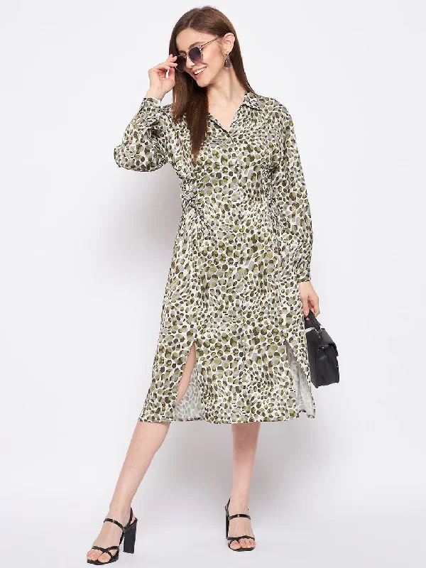 Madame Olive Animal Print Shirt Dress