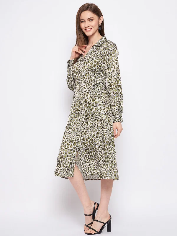 Madame Olive Animal Print Shirt Dress