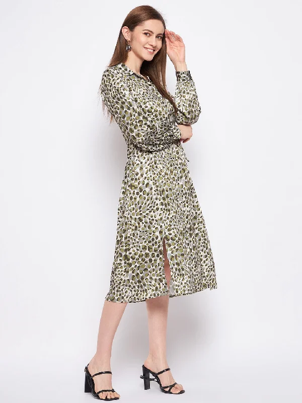 Madame Olive Animal Print Shirt Dress