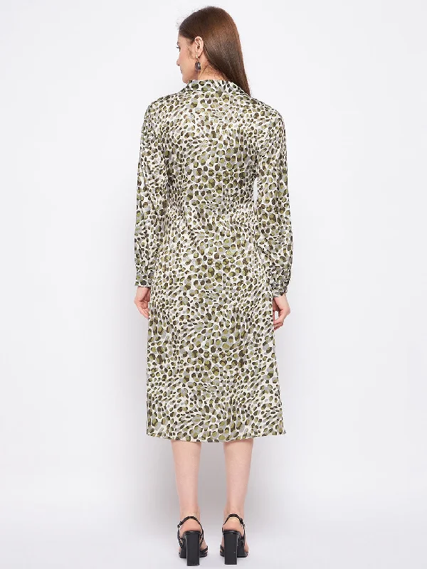 Madame Olive Animal Print Shirt Dress