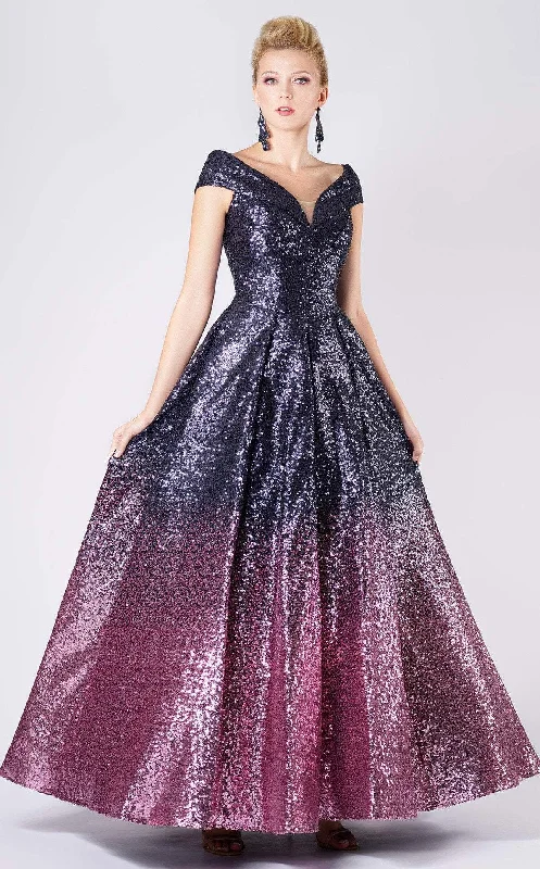 MNM Couture - M0009 Allover Sequin Ombre A-Line Evening Gown