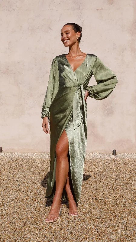 Naomi Long Sleeve Maxi Dress - Olive