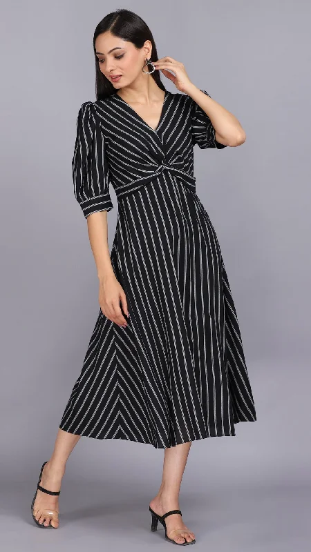 Black & White stripe cross over dress