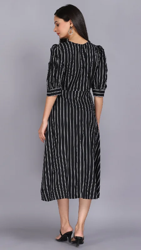 Black & White stripe cross over dress