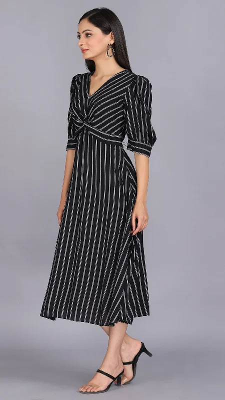 Black & White stripe cross over dress