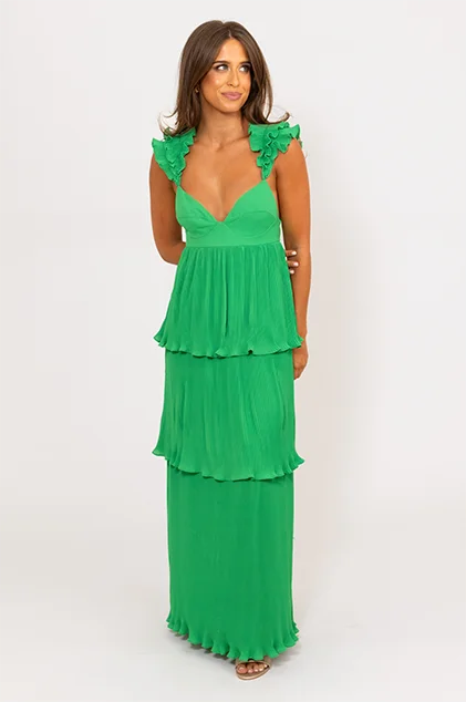 Pleated Scoop Back Maxi Dress